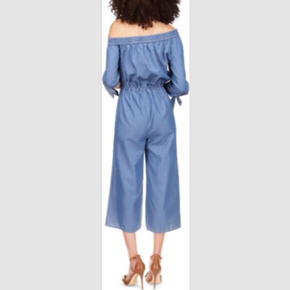 NEW Michael Kors Jumpsuit Size XL Blue Chambray Denim Wide Leg MSRP $179 NWT! - Picture 7 of 16